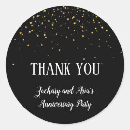 Gold Confetti zum Schwarzen Jahrestag Vielen Dank Runder Aufkleber
