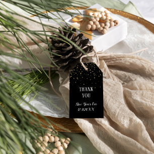 Gold Confetti zum Schwarzen Silvesterabend Vielen Geschenkanhänger