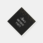 Gold Confetti zur Black Birthday Party Napkins Serviette (Ecke)