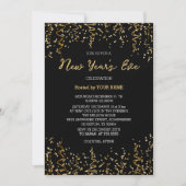 Gold Conffeti Schwarz Elegant Neujahrsvortrag Save The Date (Vorderseite)
