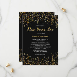 Gold Conffeti Schwarz Elegant Neujahrsvortrag Save The Date