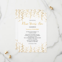 Gold Conffeti Weiß Elegant Neujahr Einladung