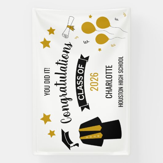 Gold Congratulations Graduation Banner (Vertikal)