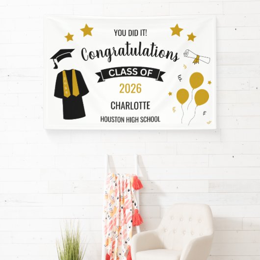 Gold Congratulations Graduation Banner (InSitu)