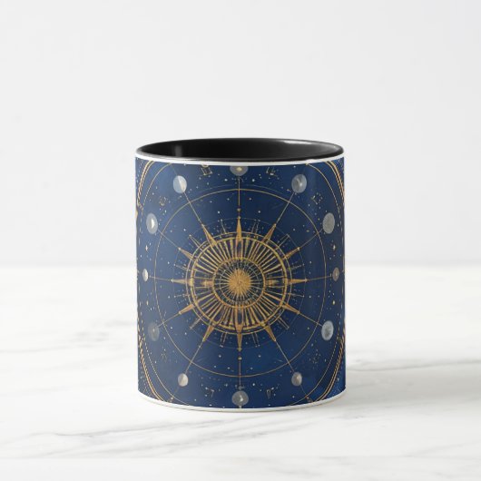 Gold Constellation Astrology Coffee Cup Tasse (Zentrum)