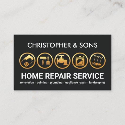 Gold Contractor Tools Builder Visitenkarte (Vorderseite)