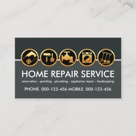 Gold Contractor Tools Contractor Visitenkarte (Vorderseite)