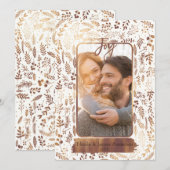 Gold Copper Botanical Modern Glam Holiday Foto Feiertagskarte (Vorne/Hinten)