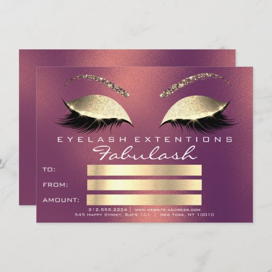Gold Copper Lashes Extensions Makeup Certificate G (Vorne/Hinten)