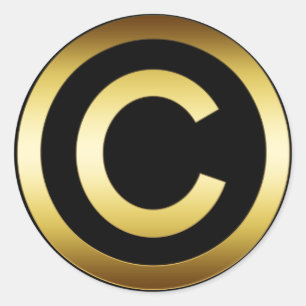 GOLD COPYRIGHT SYMBOL RUNDER AUFKLEBER