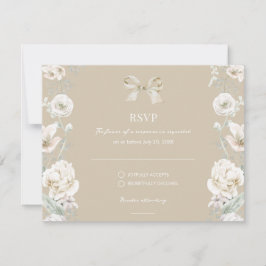 Gold Coquette Bow Floral Wedding RSVP