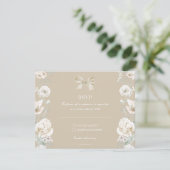 Gold Coquette Bow Floral Wedding RSVP Karte (Stehend Vorderseite)