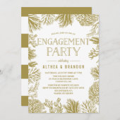 Gold Corals Frame Beach Engagement Party Einladung (Vorne/Hinten)