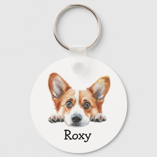 Gold Corgi Personalisiert Theme Schlüsselanhänger (Rückseite)