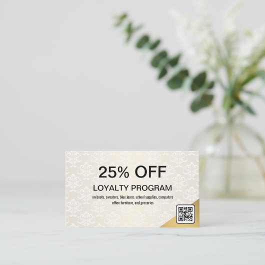 Gold Corner Discount | QR-Code Rabattkarte (Stehend Vorderseite)