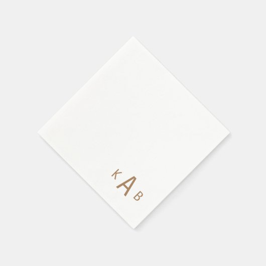 Gold Corner Monogram Wedding White Cocktail Serviette (Ecke)
