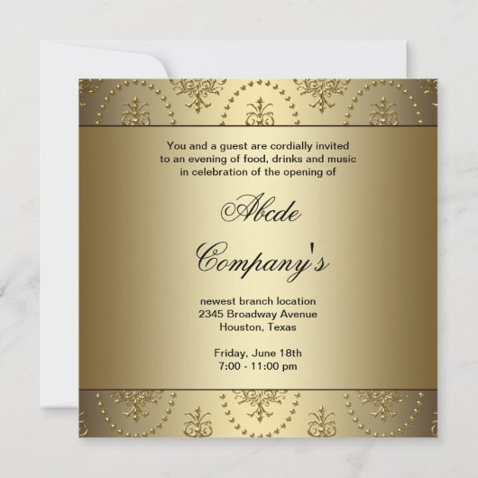 Gold Corporate Business Grand Opening Party Einladung (Rückseite)