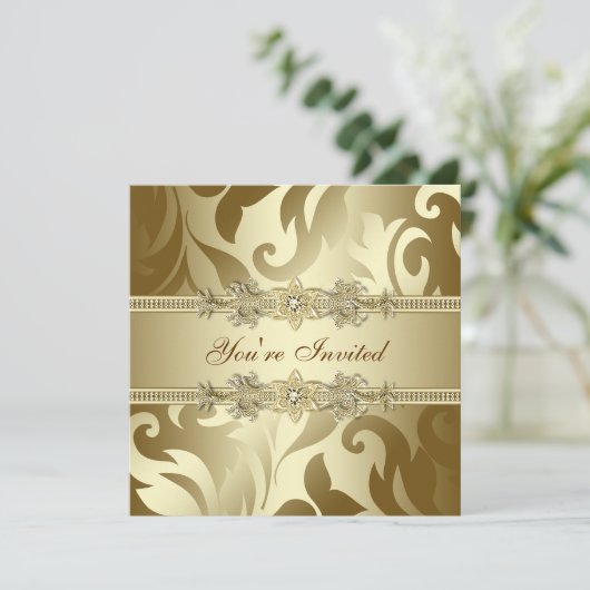 Gold Corporate Christmas Party Einladung (Stehend Vorderseite)