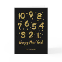 Gold Countdown Neujahrsgrußkarte