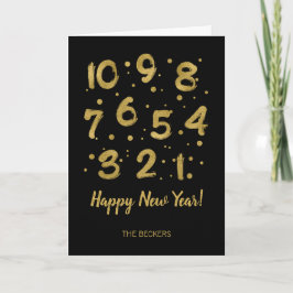Gold Countdown Neujahrsgrußkarte Feiertagskarte