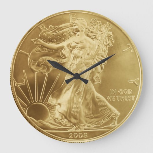Gold Counter Wall Clock Große Wanduhr (Vorderseite)