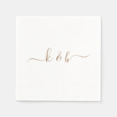 Gold Couple Initials Skript in White Swash Serviette (Vorderseite)