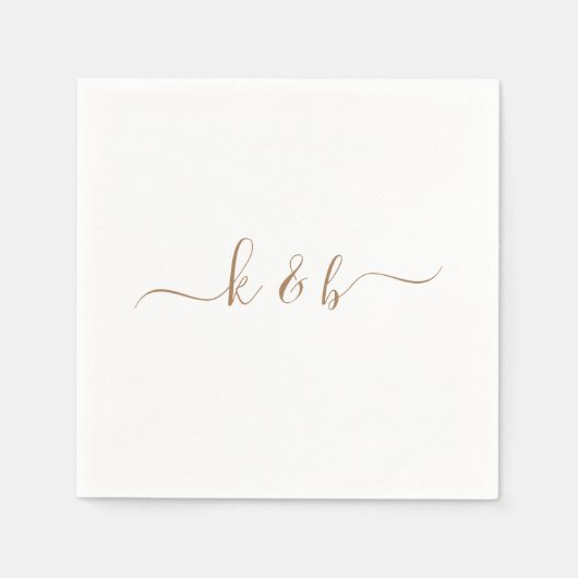 Gold Couple Initials Skript in White Swash Serviette (Vorderseite)