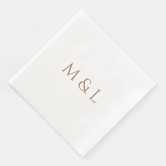 Gold Couple Initials Wedding Serviette (Ecke)