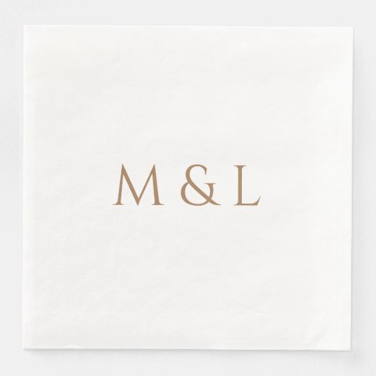 Gold Couple Initials Wedding Serviette (Vorderseite)