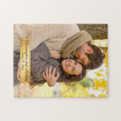 Gold Couple's Names Wedding Date Foto Puzzle (Horizontal)