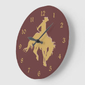 Gold Cowboy Bucking Horse Große Wanduhr (Winkel)
