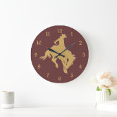 Gold Cowboy Bucking Horse Große Wanduhr (Zuhause)