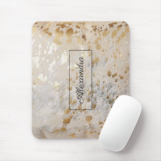 Gold Cowhide Personalisiert Print Metallic Mouse P Mousepad (Mit Mouse)