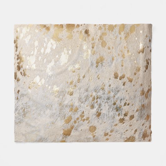 Gold Cowhide Print Metallic Fleecedecke (Vorderseite (Horizontal))