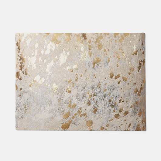 Gold Cowhide Print Metallic Fußmatte (Vorderseite)