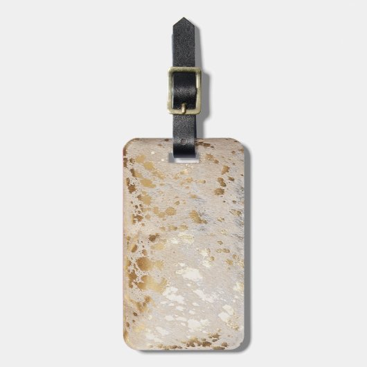 Gold Cowhide Print Metallic Gepäckmarke Gepäckanhänger (Vorderseite vertikal)