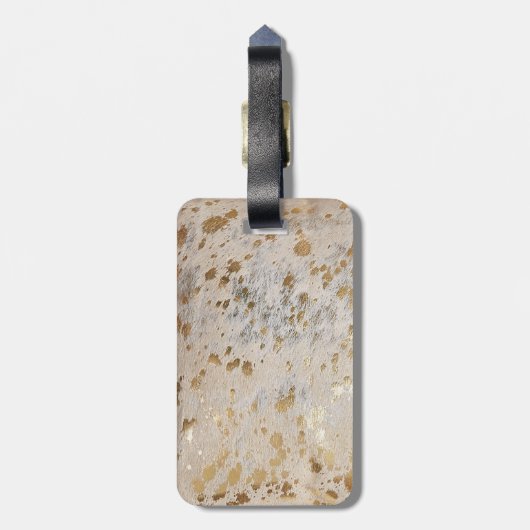 Gold Cowhide Print Metallic Gepäckmarke Gepäckanhänger (Rückseite vertikal)
