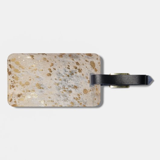 Gold Cowhide Print Metallic Gepäckmarke Gepäckanhänger (Rückseite horizontal)