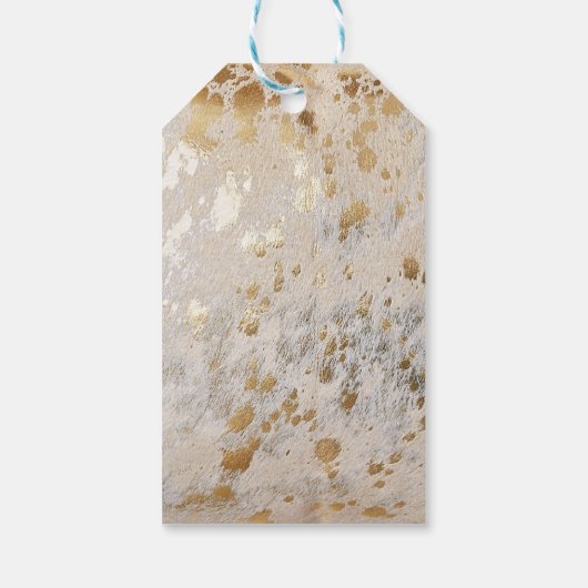 Gold Cowhide Print Metallic Geschenkanhänger (Rückseite)