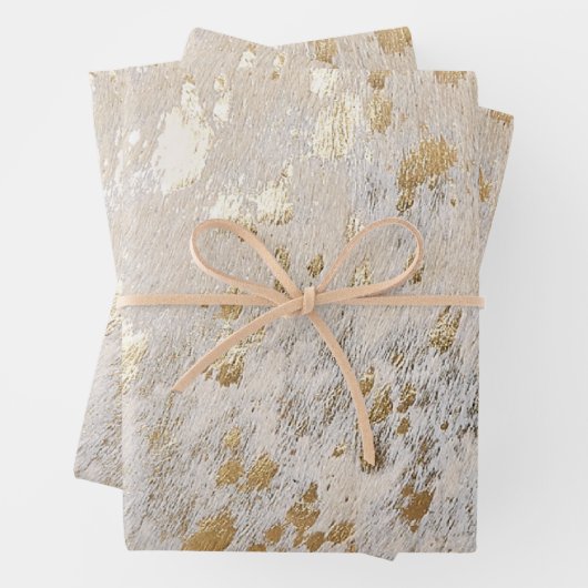 Gold Cowhide Print Metallic Geschenkpapier Set (Beispiel)