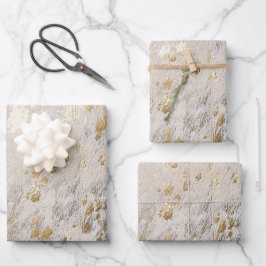Gold Cowhide Print Metallic Geschenkpapier Set