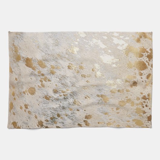 Gold Cowhide Print Metallic Geschirrtuch (Horizontal)
