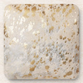 Gold Cowhide Print Metallic Getränkeuntersetzer (Vorderseite)