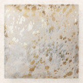 Gold Cowhide Print Metallic Glasuntersetzer (Vorderseite)