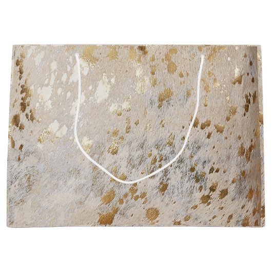 Gold Cowhide Print Metallic Große Geschenktüte (Vorderseite)