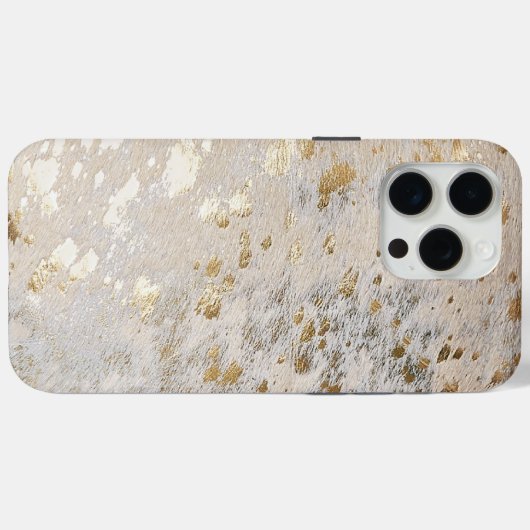 Gold Cowhide Print Metallic iPhone Case (Rückseite (Horizontal))