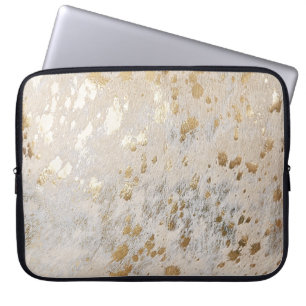 Gold Cowhide Print Metallic Laptop Sleeve