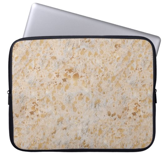 Gold Cowhide Print Metallic Laptop Sleeve (Vorderseite)