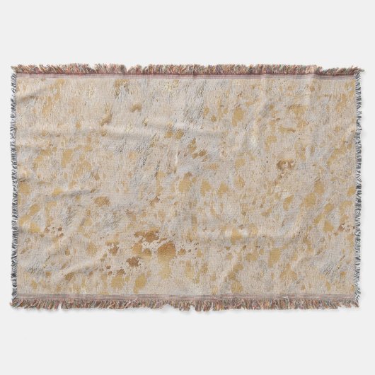Gold Cowhide Print Metallic Minimaler Western Decke (Vorderseite)
