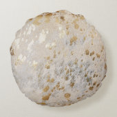 Gold Cowhide Print Metallic Minimaler Western Rundes Kissen (Rückseite)